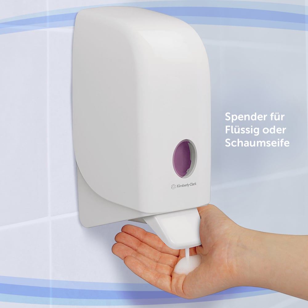 Aquarius™ Dispensador Manual de Jabón para el Lavado de Manos Profesional 6948, Para Cartuchos de Jabón de 1 L compatibles, Montaje en Pared, Blanco - 6948