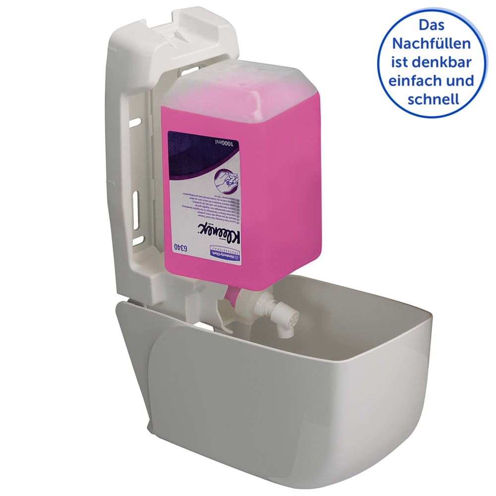 Aquarius™ Dispensador Manual de Jabón para el Lavado de Manos Profesional 6948, Para Cartuchos de Jabón de 1 L compatibles, Montaje en Pared, Blanco - 6948