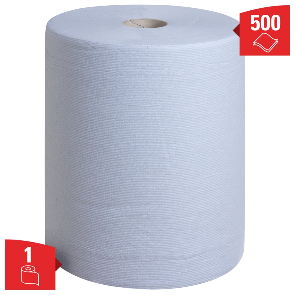 WypAll® L20 EXTRA+ Paños 7301, 1 Rollo de 500 Hojas, Higiene y Limpieza de Superficies para Alimentos, Servilletas para la Industria Manufacturera, Azul - 7301