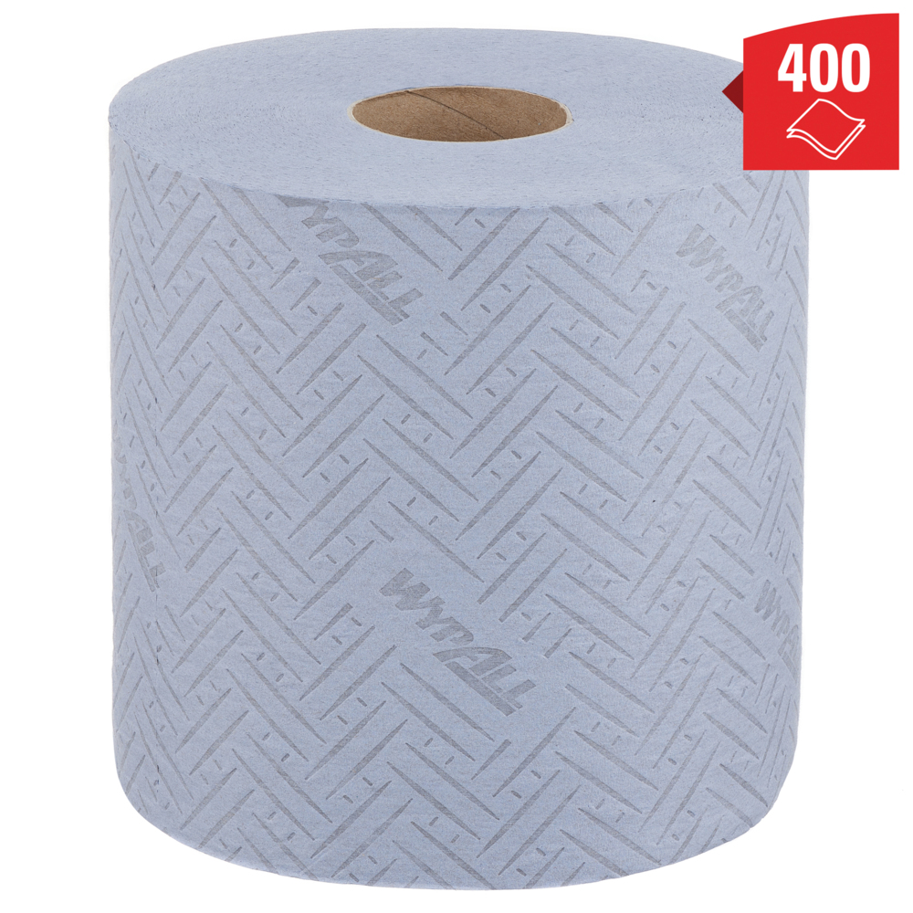 Paños de papel de color azul para mantenimiento y limpieza WypAll® L20 7277 - Rollos con dispensación central de 2 capas - 6 rollos azules x 400 paños de papel (2400 en total) - 7277