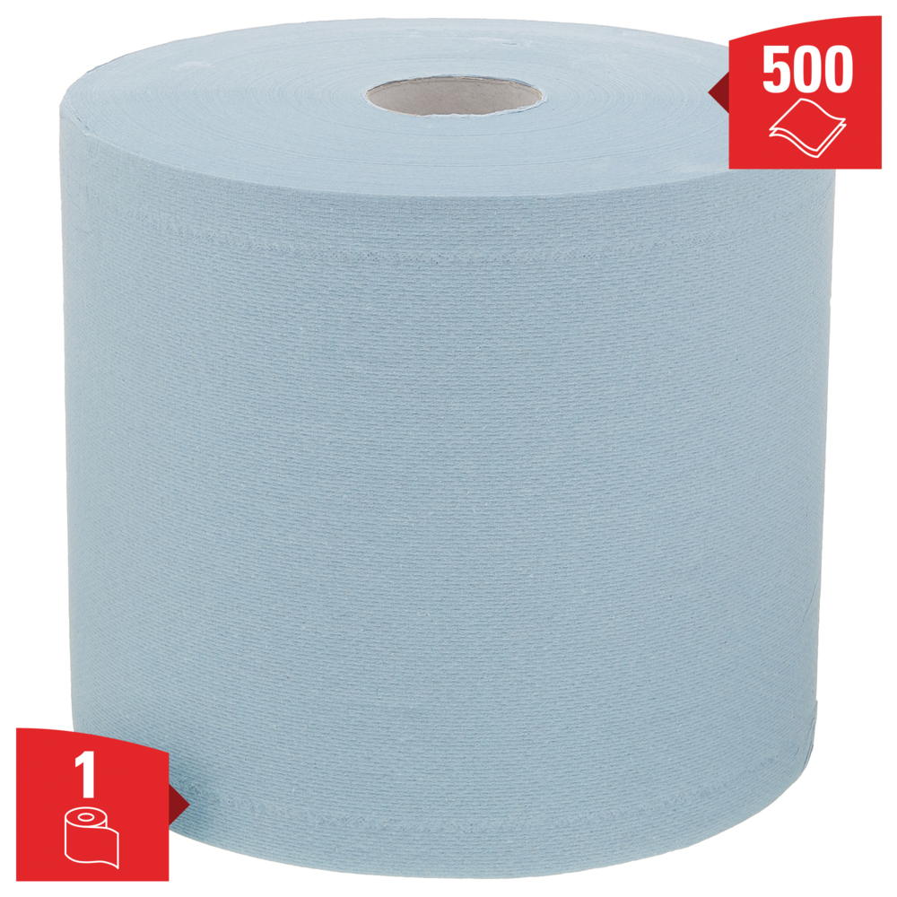 WypAll® Rollo Jumbo de paños de celulosa para tareas de mantenimiento L20 7300 - 1 rollo x 500 hojas, 2 capas, azul - 7300