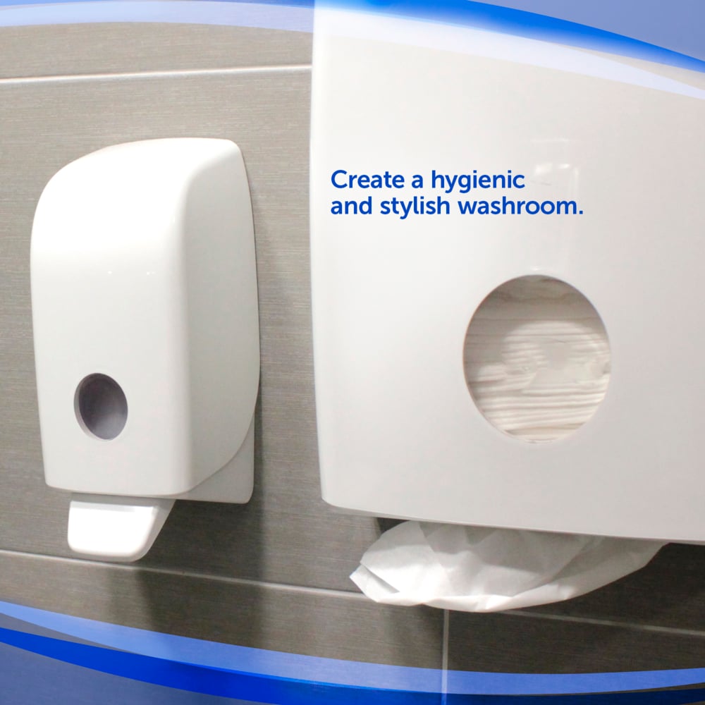 Aquarius™ Dispensador Manual de Jabón para el Lavado de Manos Profesional 6948, Para Cartuchos de Jabón de 1 L compatibles, Montaje en Pared, Blanco - 6948