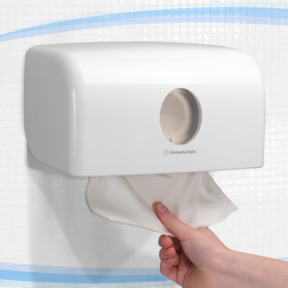 Aquarius™ Multifold Hand Towel Dispenser 6956 - 1 x White Compact Paper Towel Dispenser - 6956