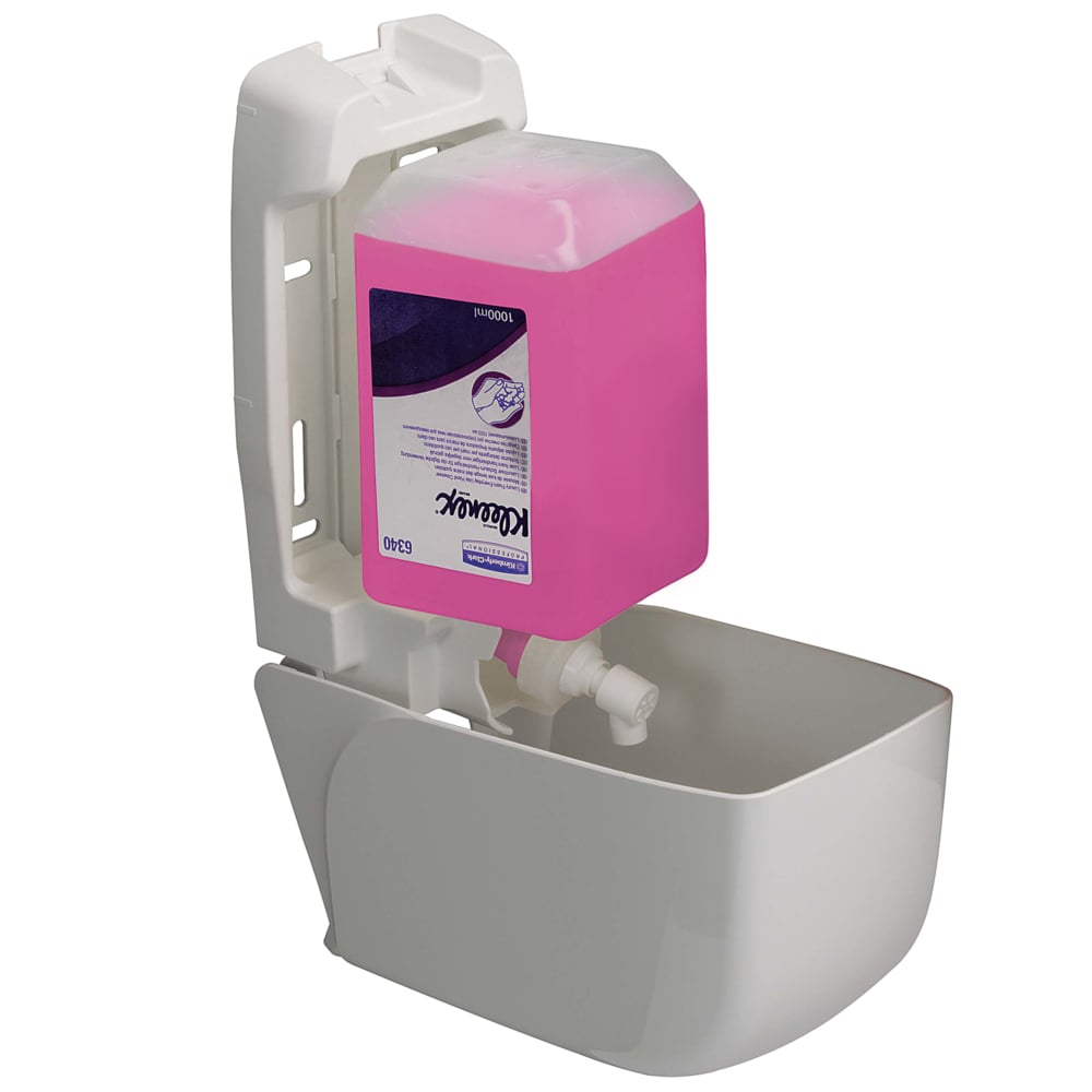 Aquarius™ Dispensador Manual de Jabón para el Lavado de Manos Profesional 6948, Para Cartuchos de Jabón de 1 L compatibles, Montaje en Pared, Blanco - 6948