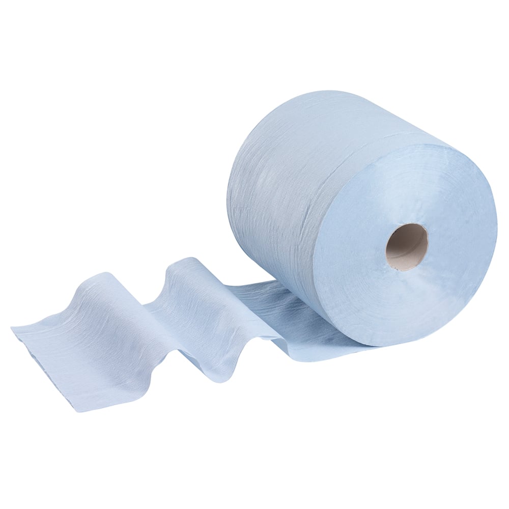 WypAll® L20 Cleaning and Maintenance Jumbo Roll Wiping Paper 7300 - Paper Roll for Cleaning - 1 Blue Roll x 500 Blue, 2 Ply Wiping Paper Sheets - 7300