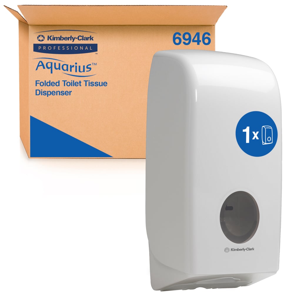 Distributeur de papier toilette plié Aquarius™ 6946 - 1 x distributeur  blanc de papier toilette feuille à feuille