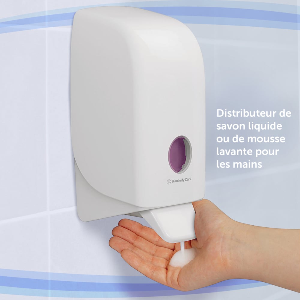 Aquarius™ Dispensador Manual de Jabón para el Lavado de Manos Profesional 6948, Para Cartuchos de Jabón de 1 L compatibles, Montaje en Pared, Blanco - 6948