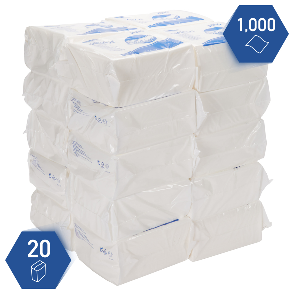 Kimtech™ Absorberende schoonmaakdoek 7505 50 witte doeken per polybag (verpakking bevat 20 pakken) - 7505