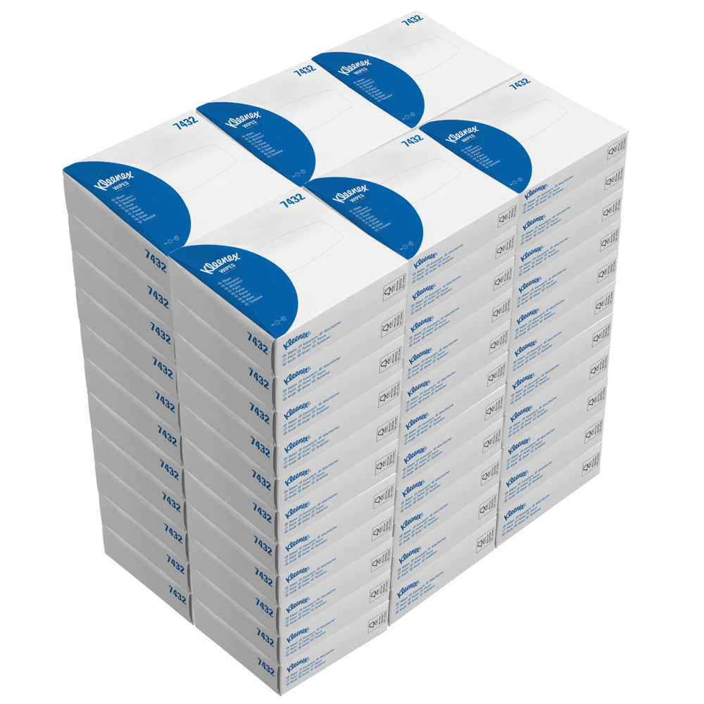 Kleenex® Wipes 7432 - 80 interfolded, white sheets per carton (pack contains 66 cartons) - 7432