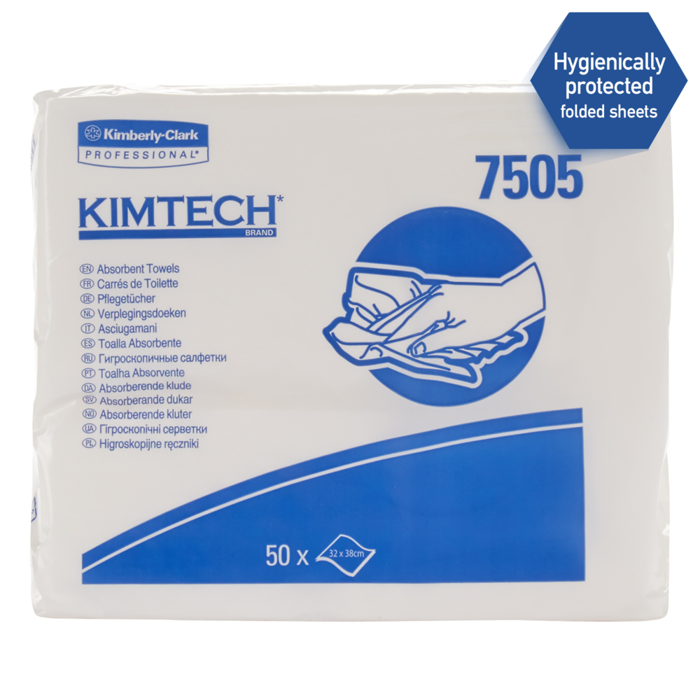 Kimtech™ Absorberende schoonmaakdoek 7505 50 witte doeken per polybag (verpakking bevat 20 pakken) - 7505