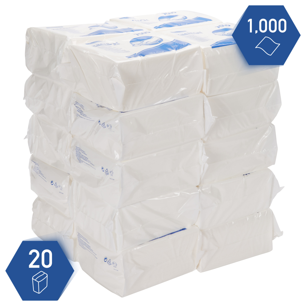 Essuie-mains pliés absorbants Kimtech® 7505 - 50 formats par sachet (20 sachets par carton) - 7505