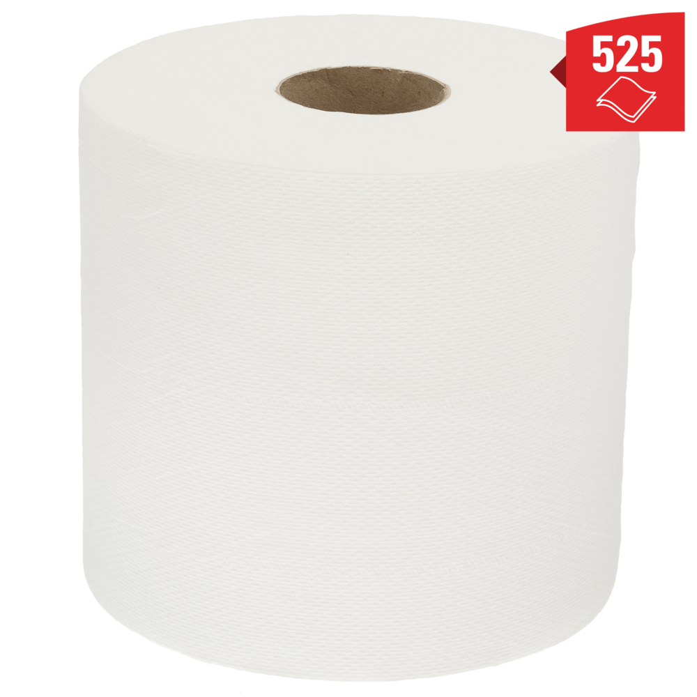 Essuyeurs WypAll® L10 Extra - Dévidage central Roll Control™ 7495 - 6 rouleaux de 525 formats blancs, 1 épaisseur - 7495