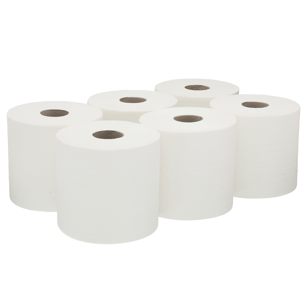 Essuyeurs WypAll® L10 Extra - Dévidage central Roll Control™ 7495 - 6 rouleaux de 525 formats blancs, 1 épaisseur - 7495