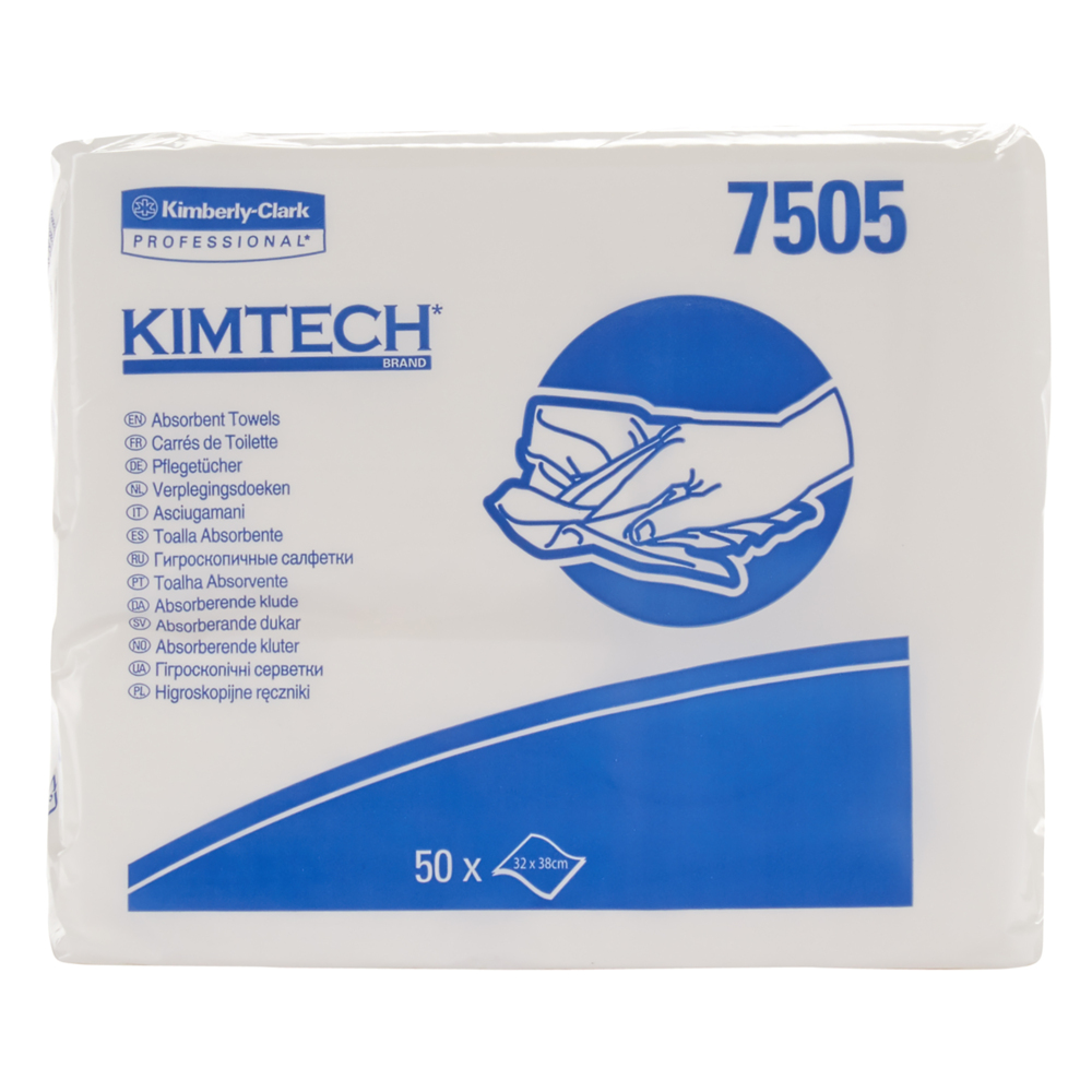 Kimtech® Absorbent Folded Towels 7505 - 50 white sheets per bag (case contains 20 bags) - 7505