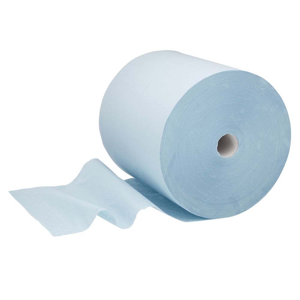 WypAll® L30 Extra Wide Jumbo Roll Industrial Wiping Paper 7426 - Large Industrial Blue Roll - 1 Cleaning Roll x 670 Blue, 3 Ply Wiping Paper Sheets (670 Sheets Total) - 7426