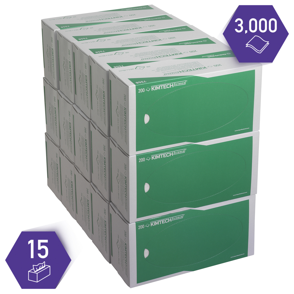 Kimtech® Science Precisiedoeken  15 dozen x 200 witte 2-laags vellen = 3000 vellen - 7558