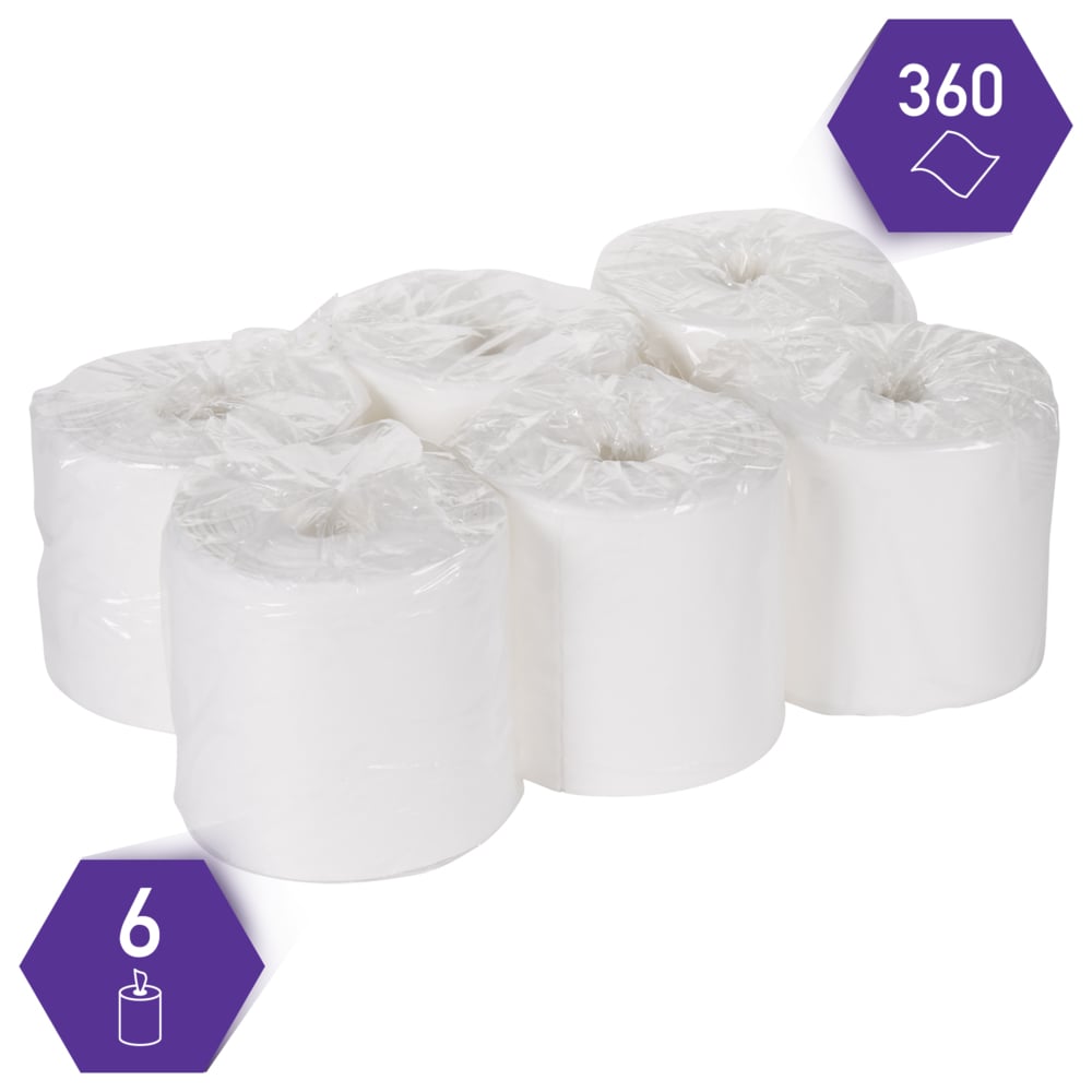 Essuyeurs WypAll® Wettask™ 7764 - Essuyeurs industriels - 6 rouleaux x 60 lingettes de nettoyage blanches (360 pièces au total) - 7764