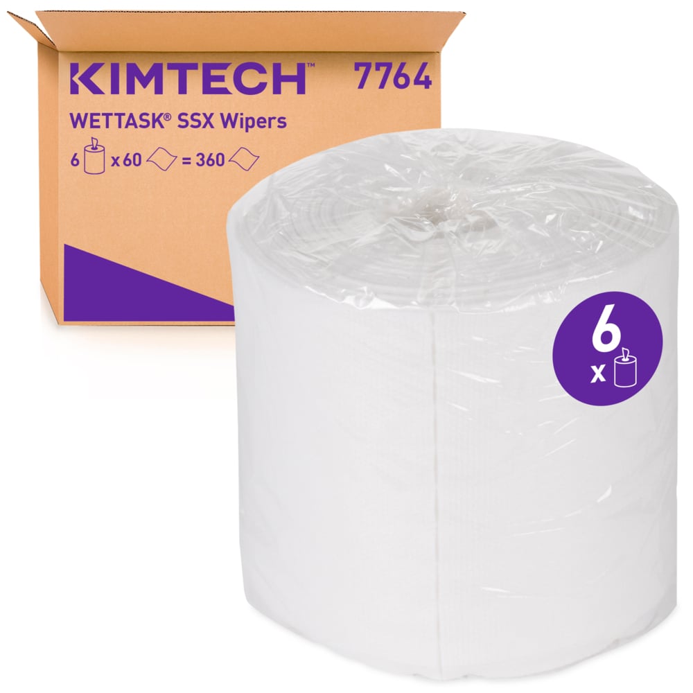 Салфетки Kimtech® Wettask™ SXX, 7764, 60 белых листов в сменном блоке (в упаковке 6 сменных блоков) - 7764