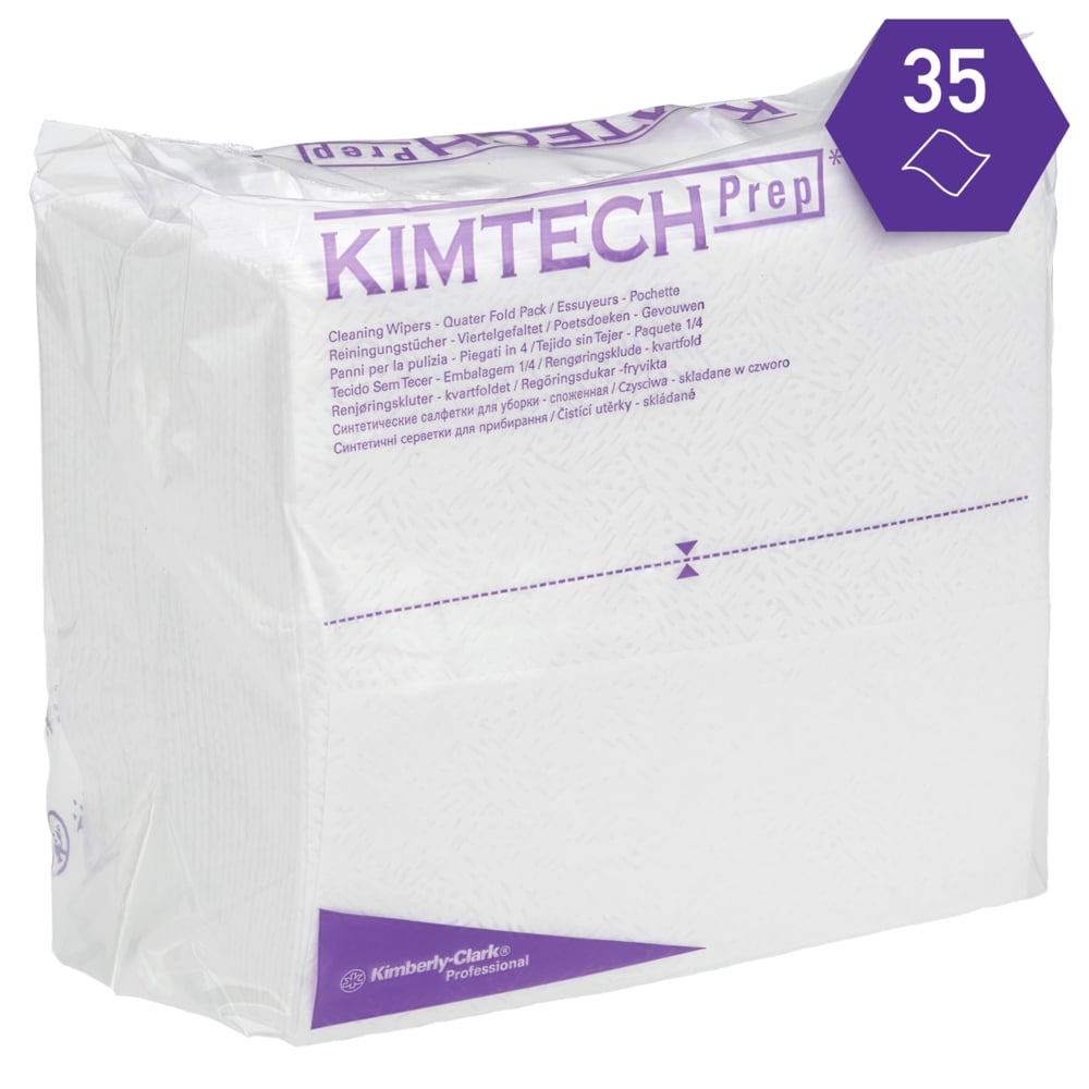 Kimtech® Pure Poetsdoeken 7624 - 35 1/4 gevouwen, witte, 1-laags doeken per polybag (verpakking bevat 12 zakken) - 7624