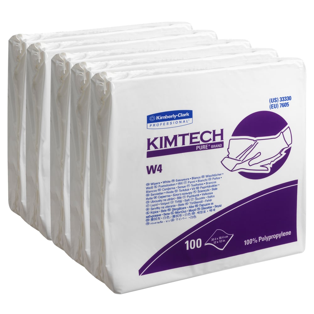Kimtech® Pure W4 Wipers 7605 - 100 white sheets per bag (case contains 5 bags) - 7605