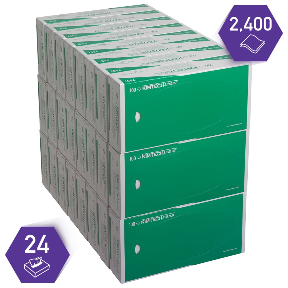 Essuyeurs de précision Kimtech® Science 7557 - 24 cartons de 100 formats blancs, 2 épaisseurs = 2 400 formats - 7557