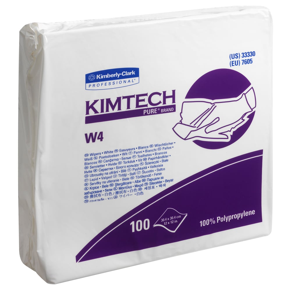 Kimtech® Pure W4 Wipers 7605 - 100 white sheets per bag (case contains 5 bags) - 7605