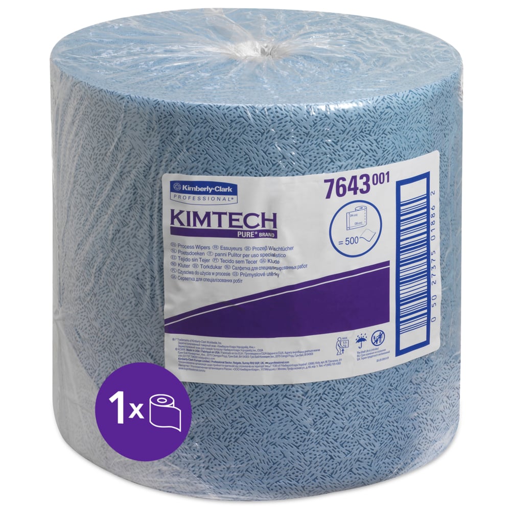 Panni specialisti Kimtech® 7643 - 1 rotolo x 500 panni, formato grande, colore azzurro - 7643