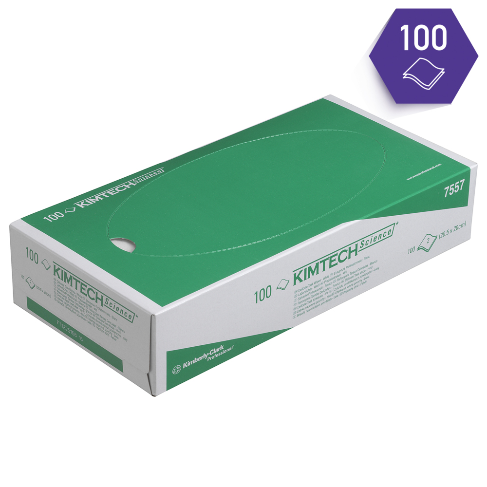 Essuyeurs de précision Kimtech® Science 7557 - 24 cartons de 100 formats blancs, 2 épaisseurs = 2 400 formats - 7557