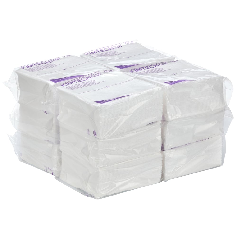 Kimtech® Pure Poetsdoeken 7624 - 35 1/4 gevouwen, witte, 1-laags doeken per polybag (verpakking bevat 12 zakken) - 7624