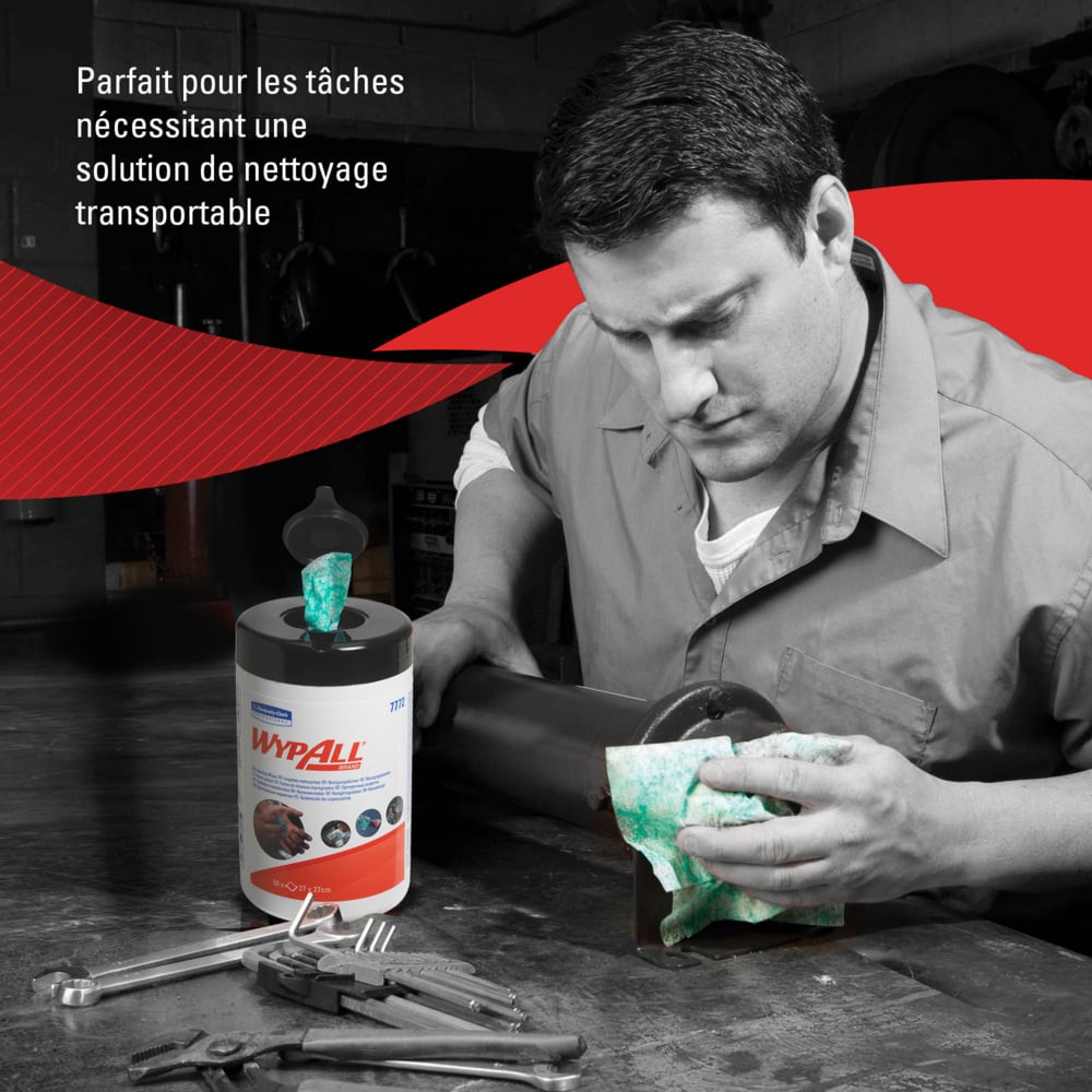 WypAll® Recarga de paños de limpieza 7772: paños industriales, 6 recipientes de paños x 50 paños de limpieza verdes (300 paños en total) - 7772