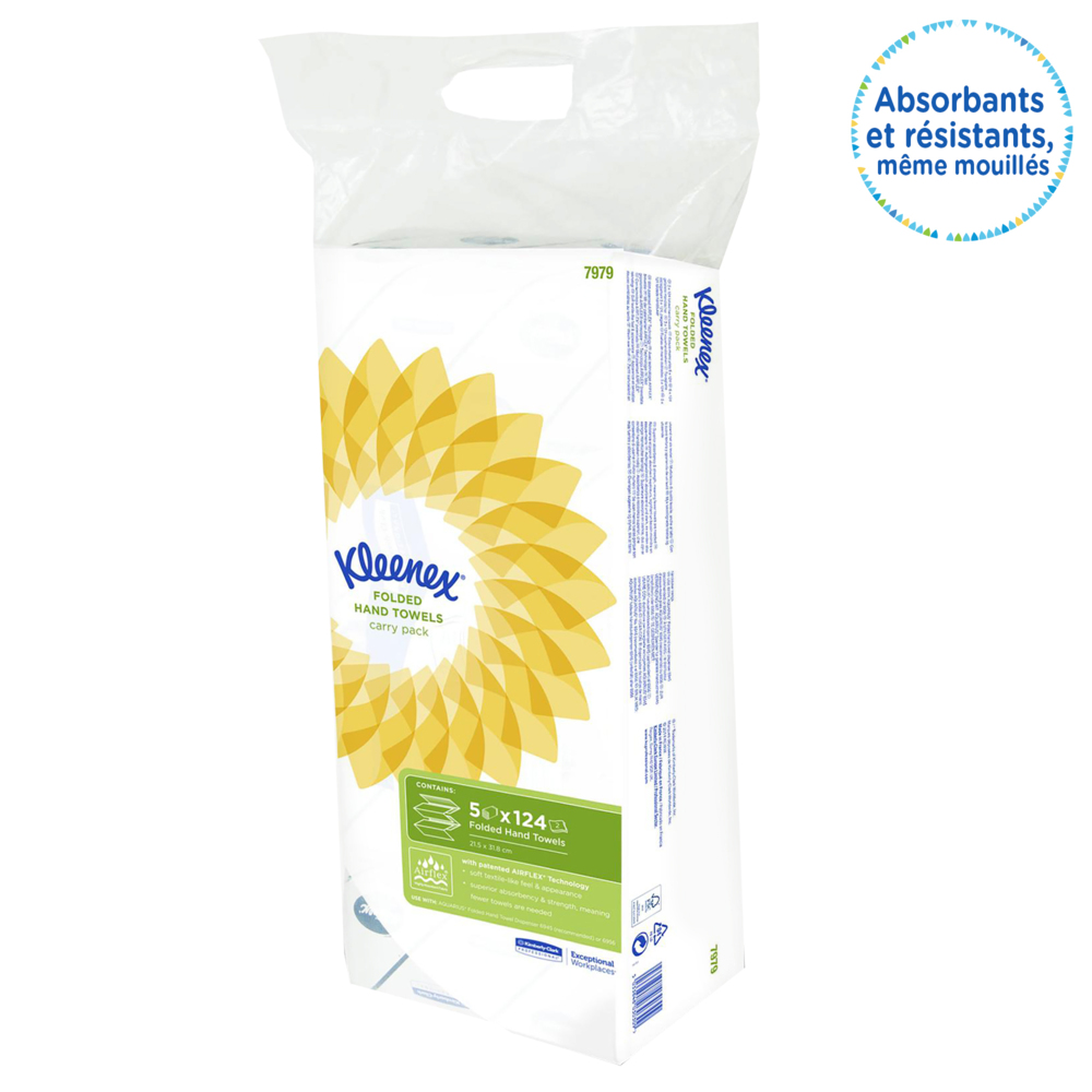 Essuie-mains enchevêtrés Kleenex® Ultra™ 7979 - 30 paquets x 124 feuilles blanches, 2 plis (3 720 feuilles au total) - 7979