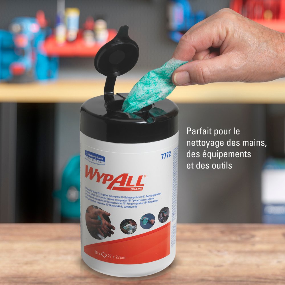 WypAll® Recarga de paños de limpieza 7772: paños industriales, 6 recipientes de paños x 50 paños de limpieza verdes (300 paños en total) - 7772