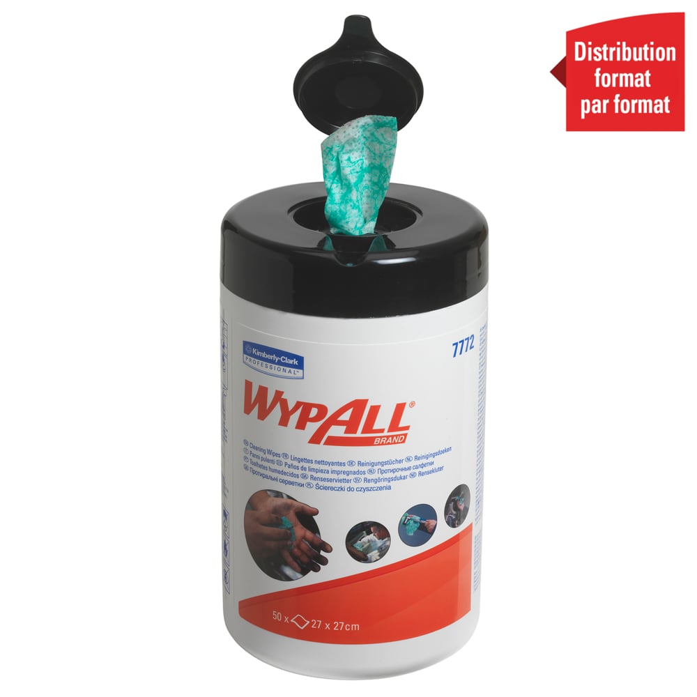 WypAll® Recarga de paños de limpieza 7772: paños industriales, 6 recipientes de paños x 50 paños de limpieza verdes (300 paños en total) - 7772