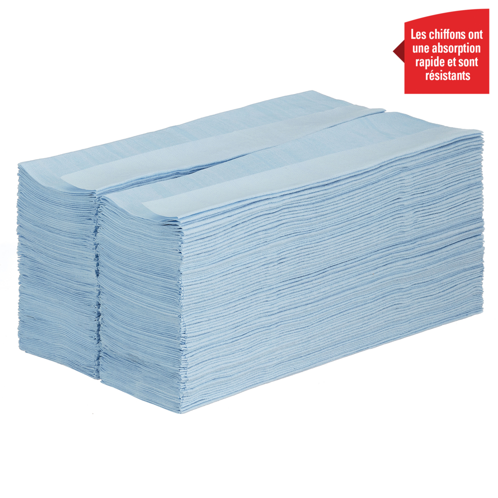 Chiffons WypAll® X60 General Clean™ 8370 - Chiffons de nettoyage bleus - 1 boîte BRAG™ x 200 chiffons d'essuyage (200 au total) - 8370