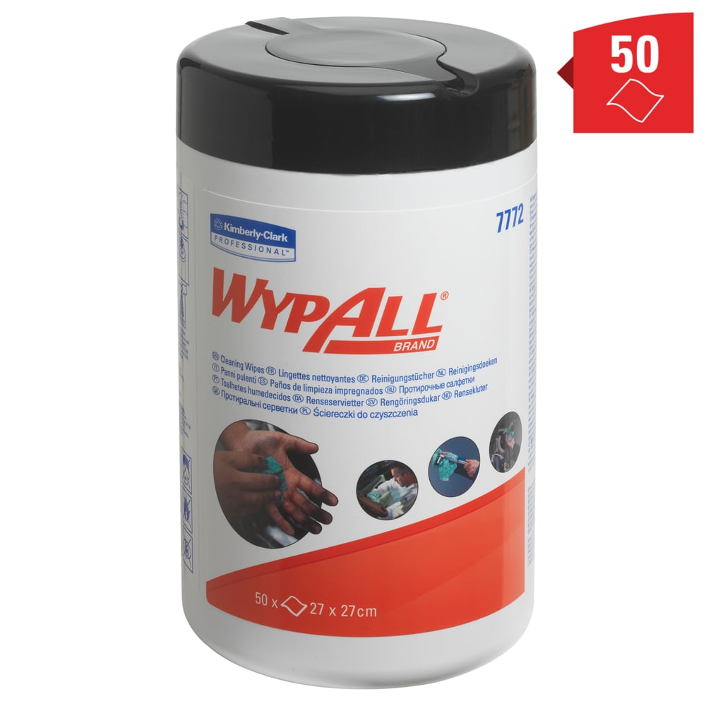 WypAll® Recarga de paños de limpieza 7772: paños industriales, 6 recipientes de paños x 50 paños de limpieza verdes (300 paños en total) - 7772