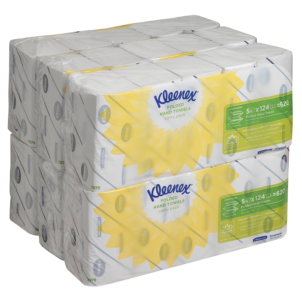 Kleenex® Ultra™ Interfolded Hand Towels 7979 - 30 packs x 124 white, 2 ply sheets (3,720 total) - 7979