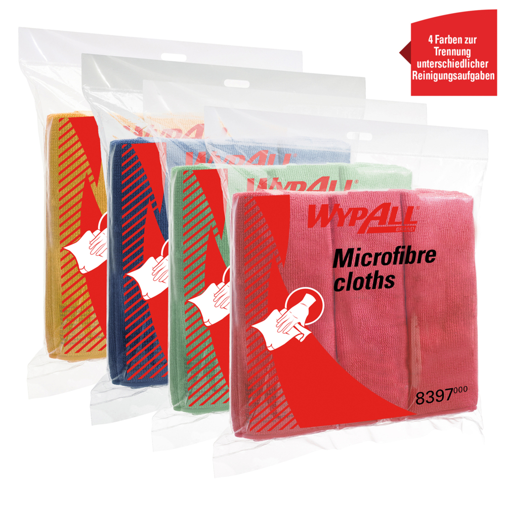 WypAll® Paños de microfibra 8395 4 paquetes portátiles x 6 paños azules de 40 x 40 cm (24 en total) - 8395