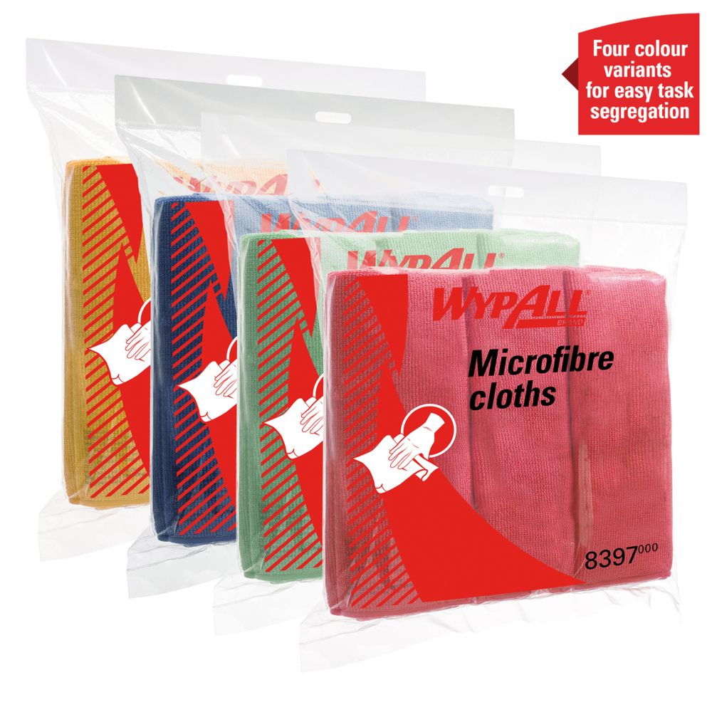 WypAll® Paños de microfibra 8395 4 paquetes portátiles x 6 paños azules de 40 x 40 cm (24 en total) - 8395