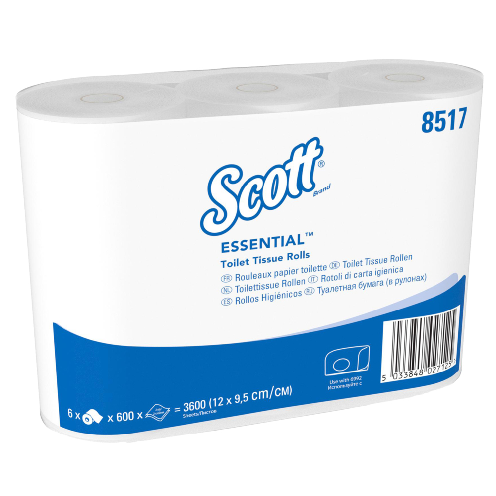 Scott® Essential™ Standaardrol wc papier 8517 - 36 rollen x 600 witte, 2-laags vellen (21.600 vellen) - 8517