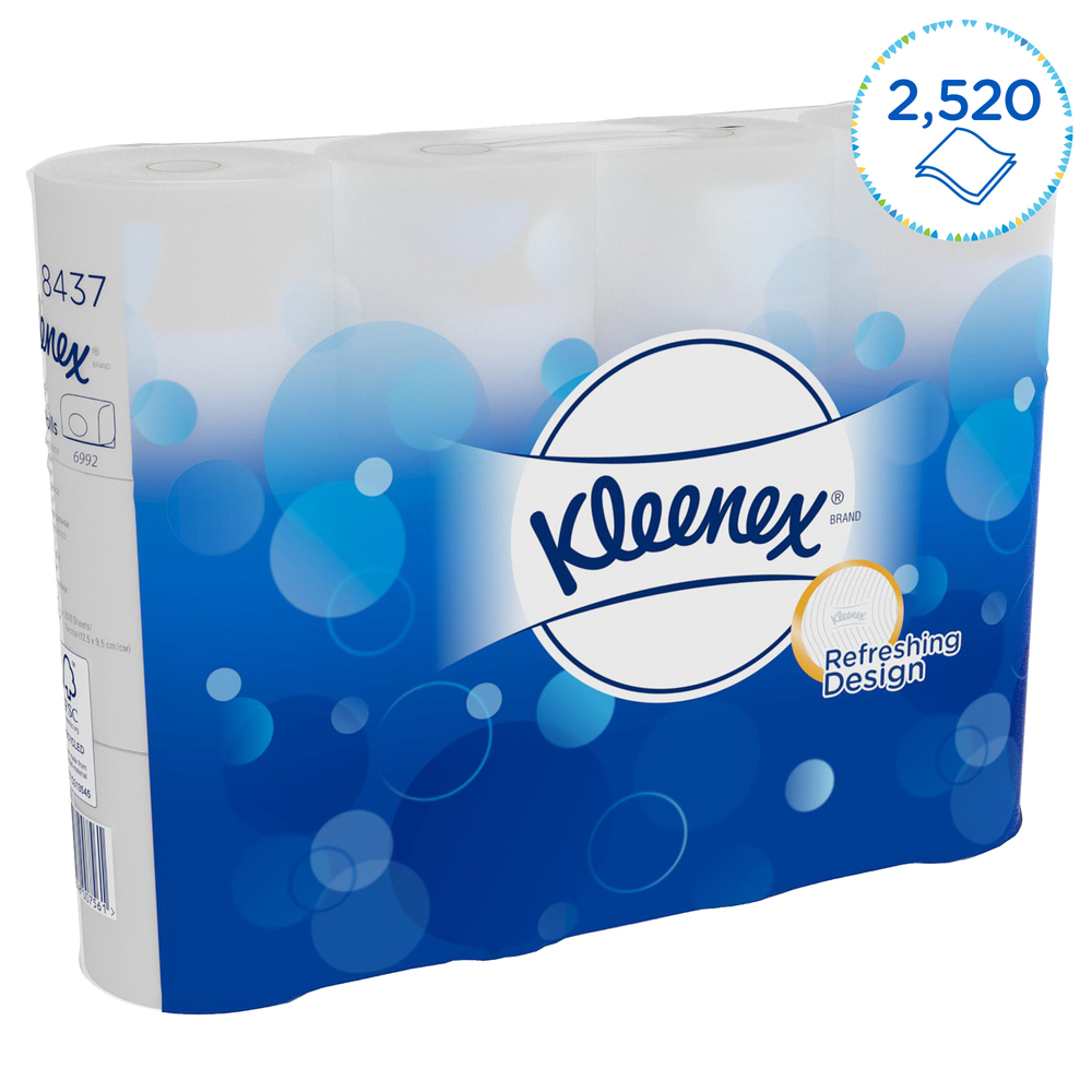 Rouleaux de papier toilette Kleenex® - 8437, blanc, 2 plis, 96 x 210 (20 160 feuilles au total) - 8437