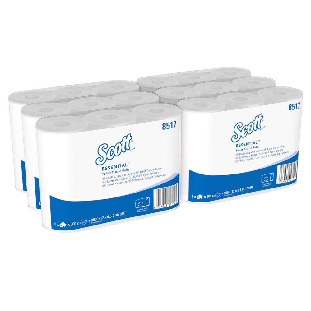 Scott® Essential™ Standaardrol wc papier 8517 - 36 rollen x 600 witte, 2-laags vellen (21.600 vellen) - 8517