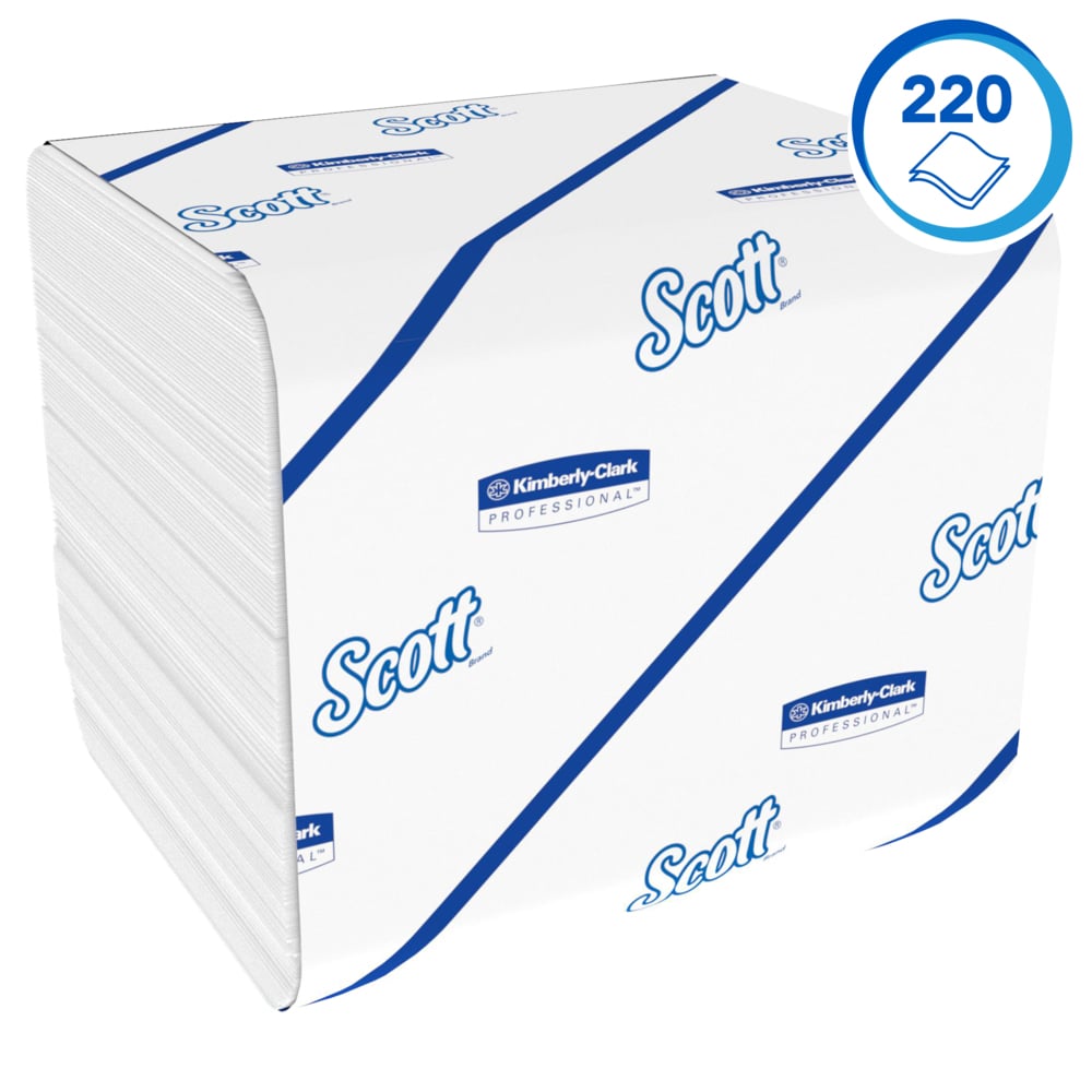 Scott® Control™ Papel Higiénico Plegado de 2 Capas 8509, 36 Paquetes de 220 Hojas, Para Dispensadores Aquarius™ Compatibles, Maxi Pack, Blanco - 8509