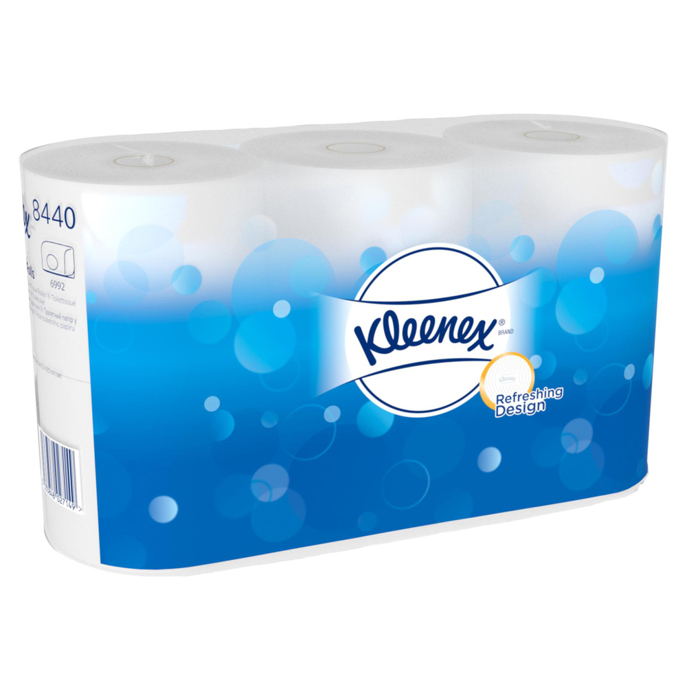 Rouleaux de papier toilette Kleenex® 8440 - 3 plis - 36 rouleaux x 350 feuilles blanches (12 600 feuilles au total) - 8440