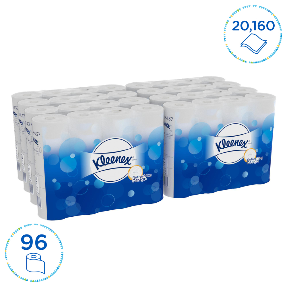 Rouleaux de papier toilette Kleenex® - 8437, blanc, 2 plis, 96 x 210 (20 160 feuilles au total) - 8437