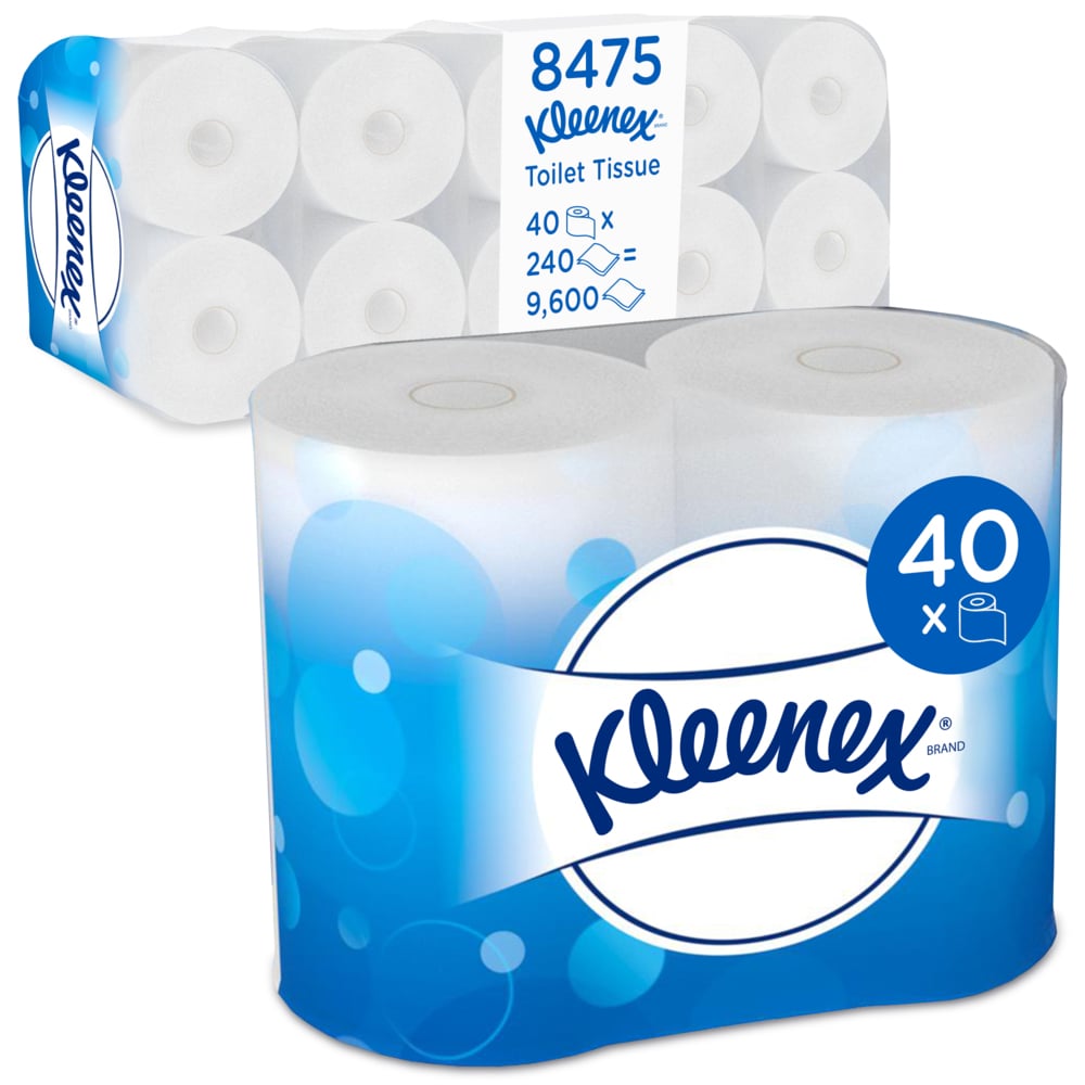 Kleenex® Standard-Toilettenpapierrollen 8475 – 40 Rollen mit je 240 weißen, 2-lagigen Blättern (9.600 Blätter) - 8475