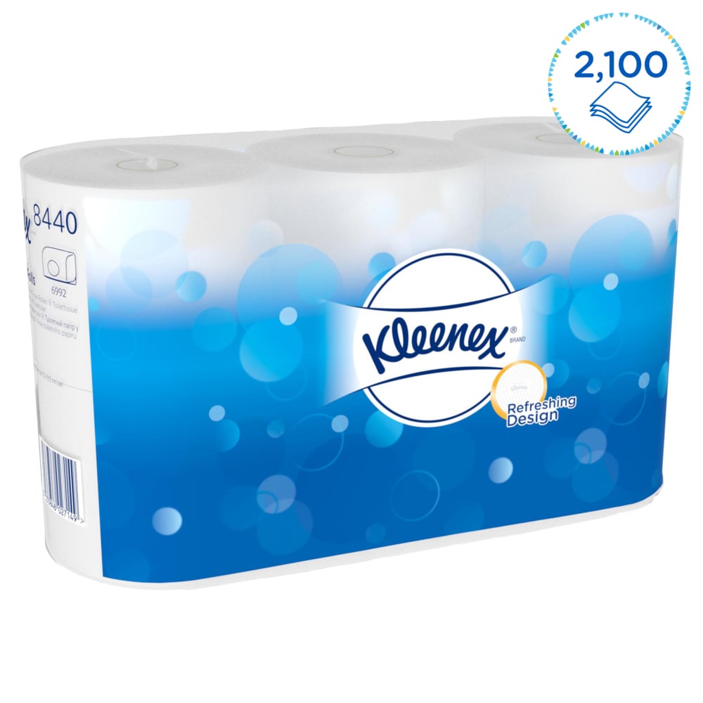 Rouleaux de papier toilette Kleenex® 8440 - 3 plis - 36 rouleaux x 350 feuilles blanches (12 600 feuilles au total) - 8440