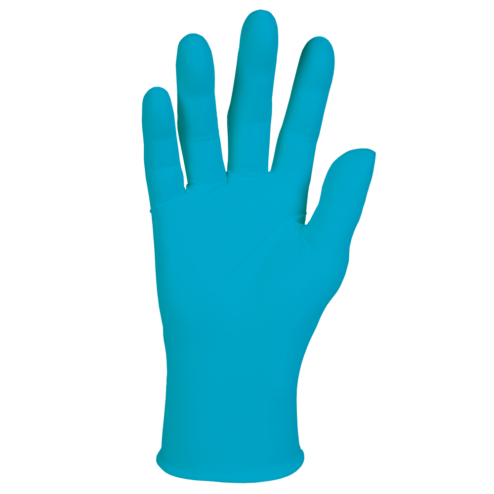 Gants d’examen en nitrile bleu lisse de Kimberly-Clark (50578), 6 mil, ambidextres, 9,5 po, moyens, 100/boîte, 10 boîtes, 1 000 gants/caisse - 50578