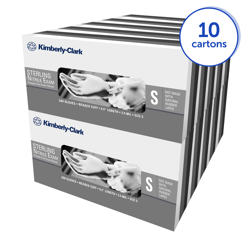 Kimberly-Clark™ Sterling™ Nitrile Exam Gloves (50706), 3.5 Mil, 9.5”, Ambidextrous, Small, 200 / Dispenser, 10 Dispensers, 2,000 Grey Gloves / Case - 50706