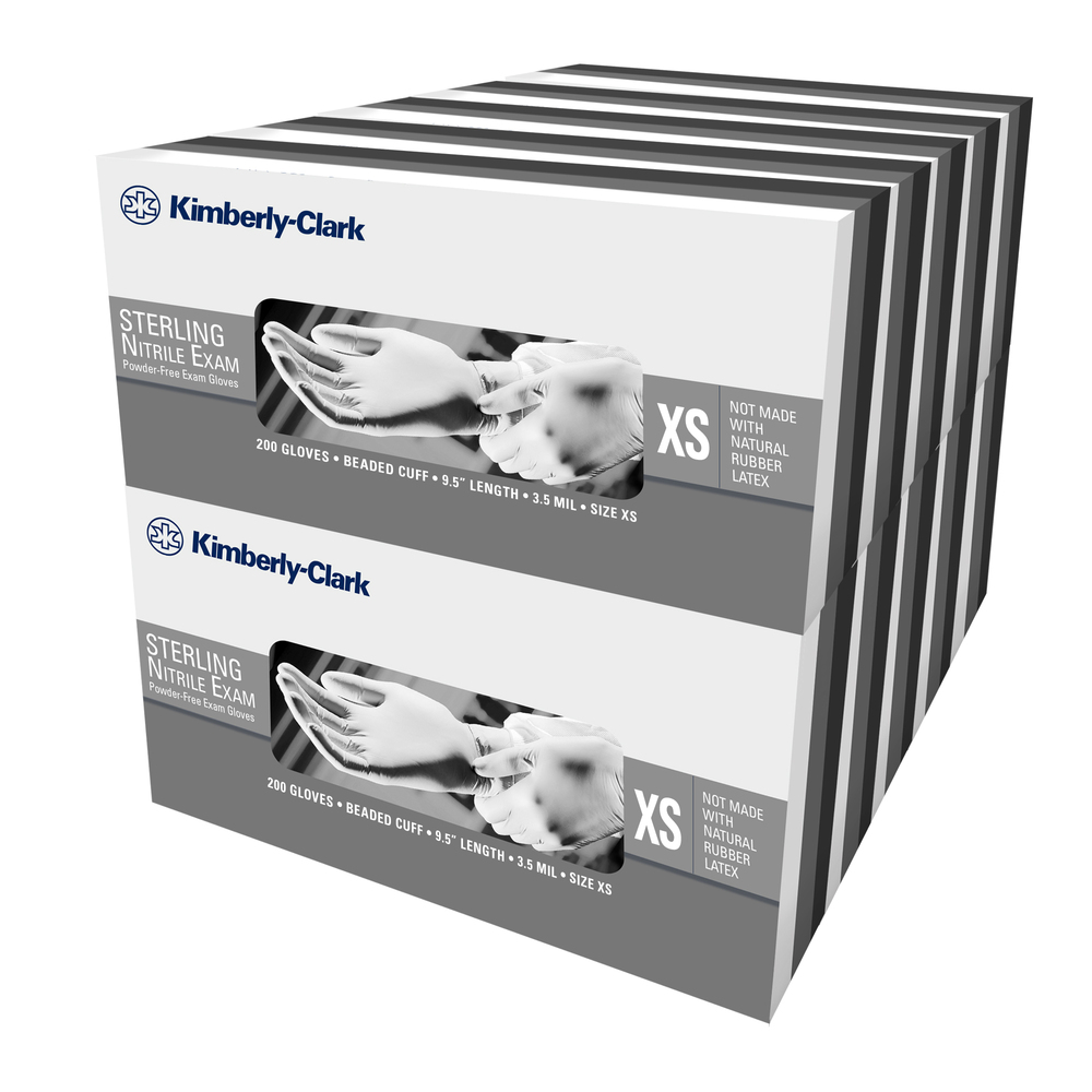 Gants d’examen en nitrile Kimberly-Clark Sterling (50706), 3,5 mil, 9,5 po, ambidextres, TP, 200/distributrice, 10 distributrices, 2 000 gants gris/caisse - 50705
