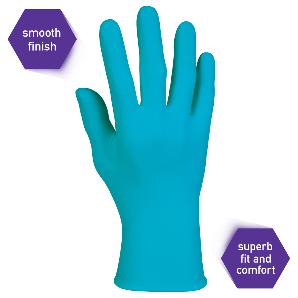 Kimberly-Clark™  Smooth Blue Nitrile Exam Gloves (50574), 6 Mil, Ambidextrous, 9.5”, XS, 100 / Box, 10 Boxes, 1,000 Gloves / Case - 50574